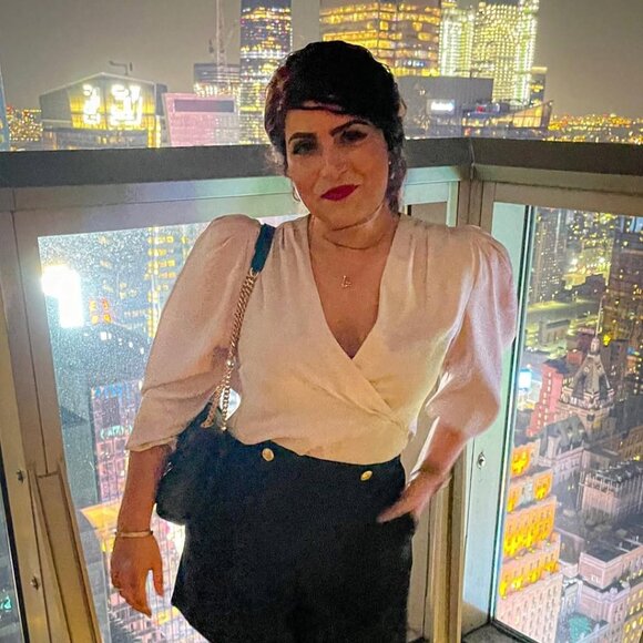 Champagne Wrap Front Puff Sleeve Blouse – Medium - Picture 1 of 7